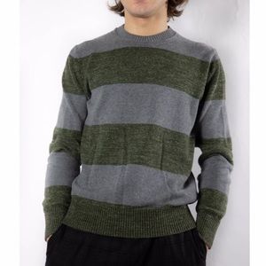 Gray and purple striped sweater